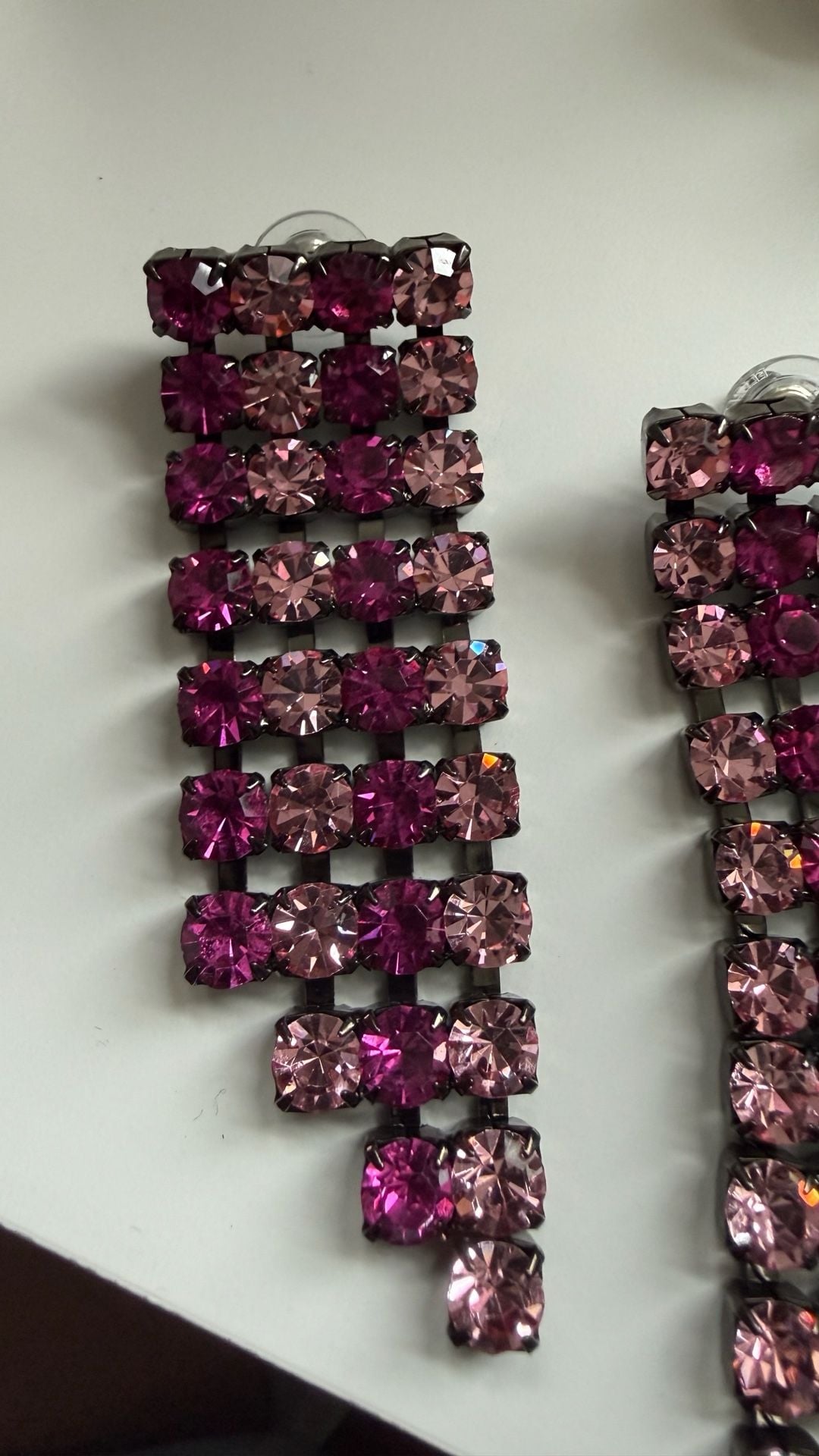 Elizabeth Cole Julita Pink Crystal Drop Earrings 3