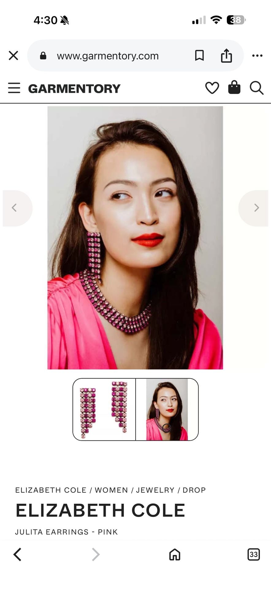 Elizabeth Cole Julita Pink Crystal Drop Earrings 6