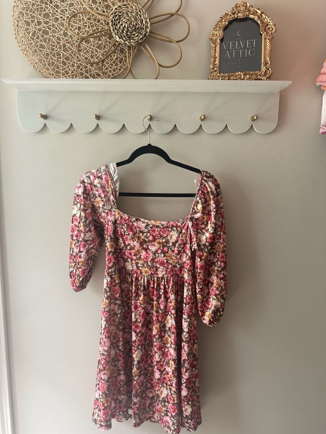 Peach Love Floral Square Neck Puff Sleeve Mini Dress 3