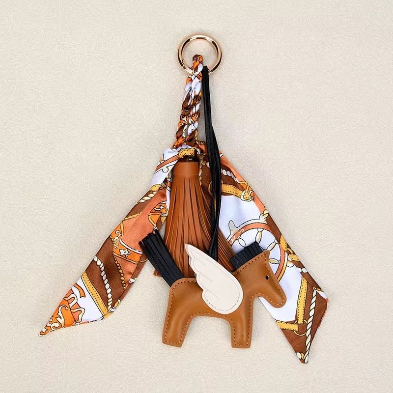 Tan Horse & Tassel Charm w/ Twilly Scarf Bag Charms 2