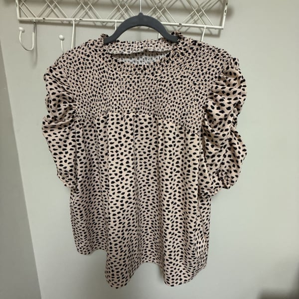 Target Universal Thread Smocked Puff Sleeve Blouse Animal Print