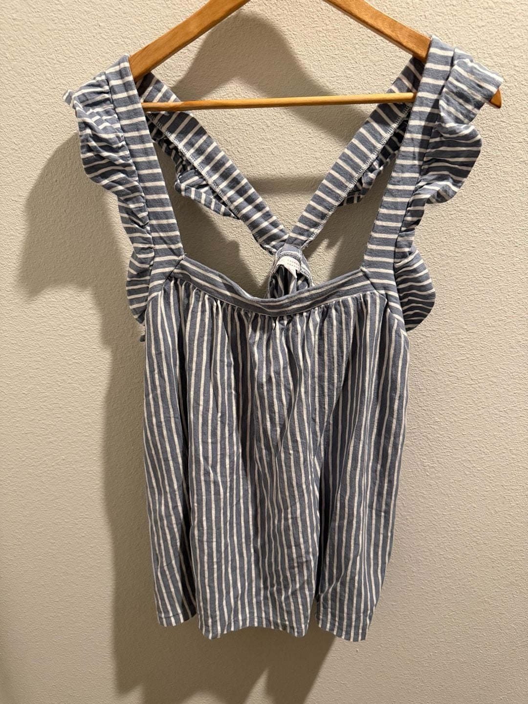 LC Lauren Conrad Women's Plus 1X Striped Ruffle Strap Tank Top 2