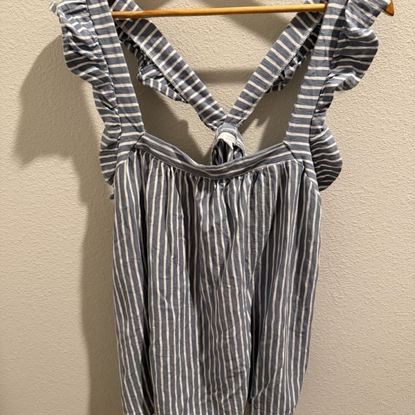 LC Lauren Conrad Women's Plus 1X Striped Ruffle Strap Tank Top