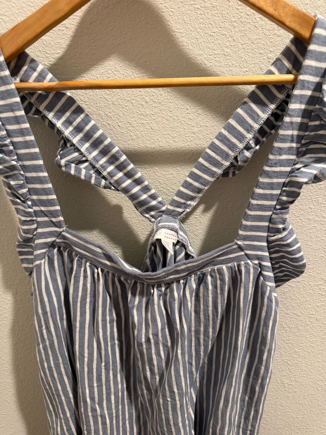LC Lauren Conrad Women's Plus 1X Striped Ruffle Strap Tank Top 3