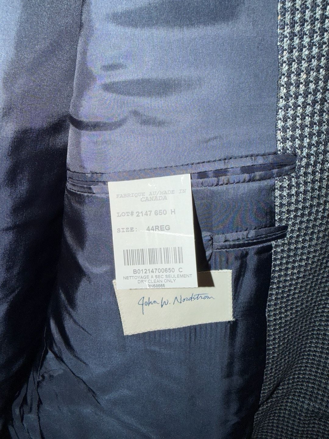 John W. Nordstrom Lanificio di Pray Wool and Silk Houndstooth Blazer 12