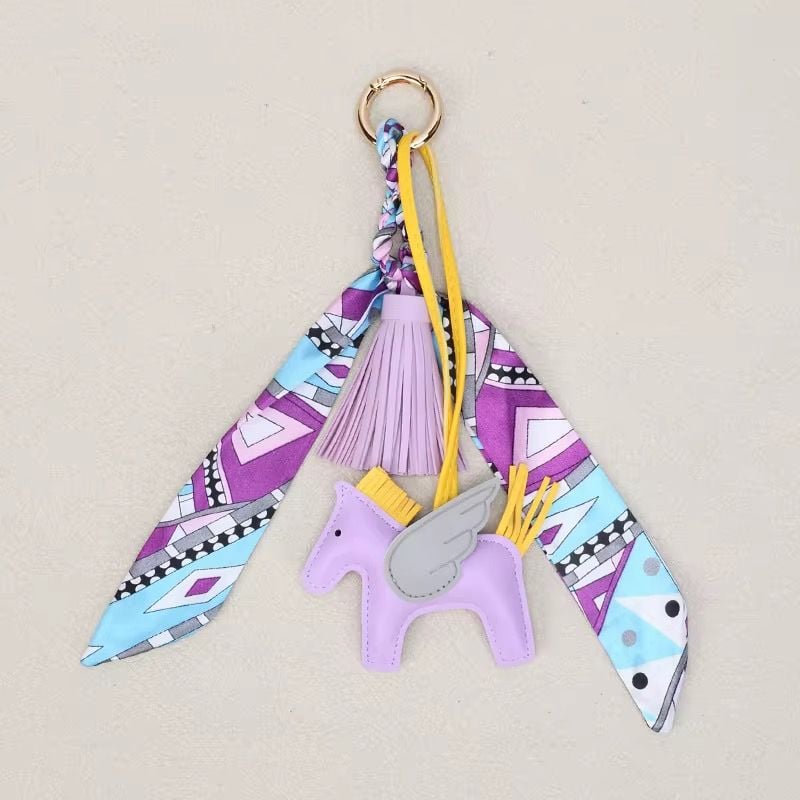 Lavender Horse & Tassel Charm w/ Twilly Scarf Bag Charms 1