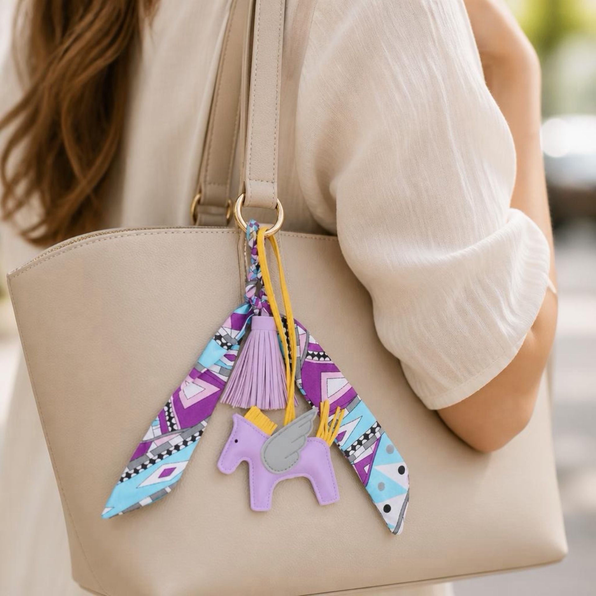 Lavender Horse & Tassel Charm w/ Twilly Scarf Bag Charms 2