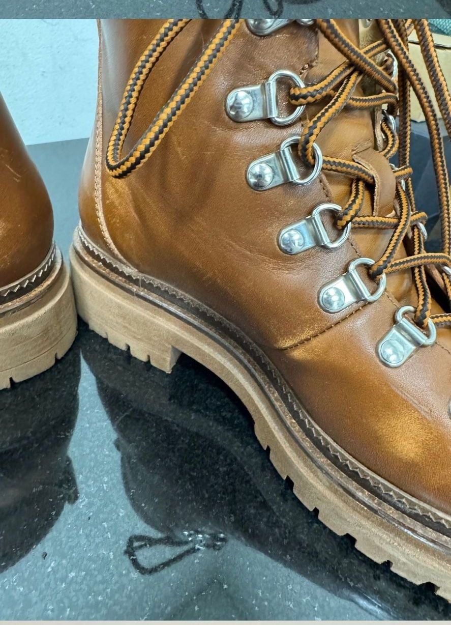 Weekend Max Mara Brown Leather Hiking Boots Size 39 5