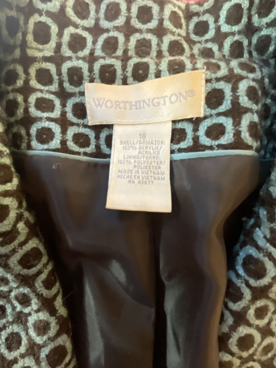 Real 90s Vintage Worthington Geometric Print Blazer Size 18 3