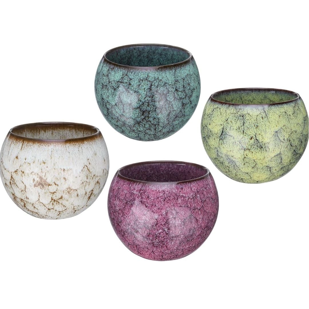 Set of 4 Handmade Exquisite Ceramic Tea Bowls 150ml / 5oz 1