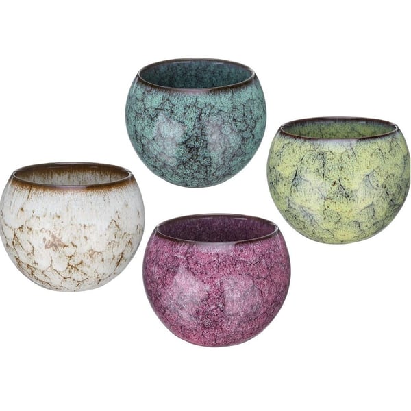 Set of 4 Handmade Exquisite Ceramic Tea Bowls 150ml / 5oz