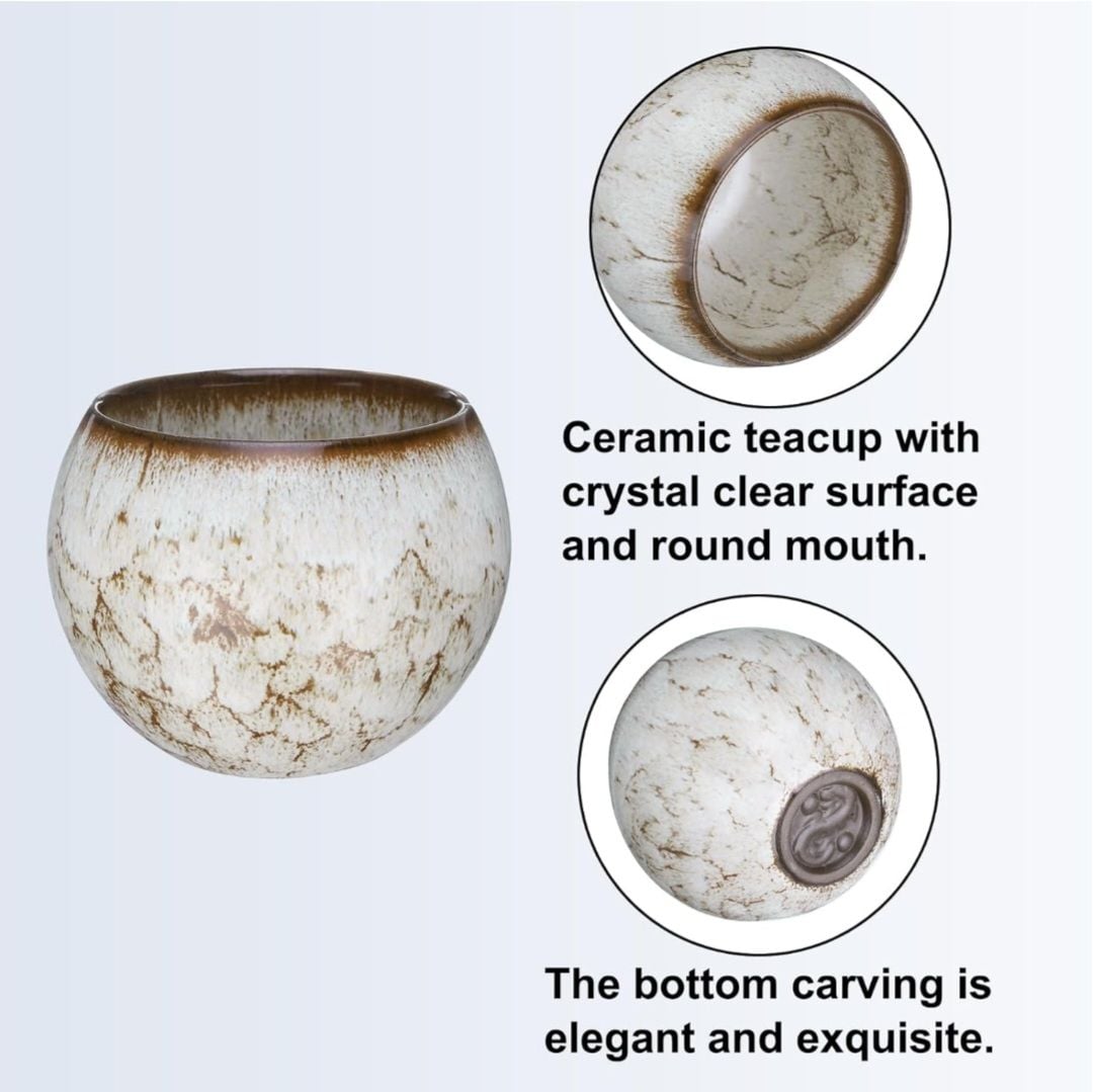 Set of 4 Handmade Exquisite Ceramic Tea Bowls 150ml / 5oz 3