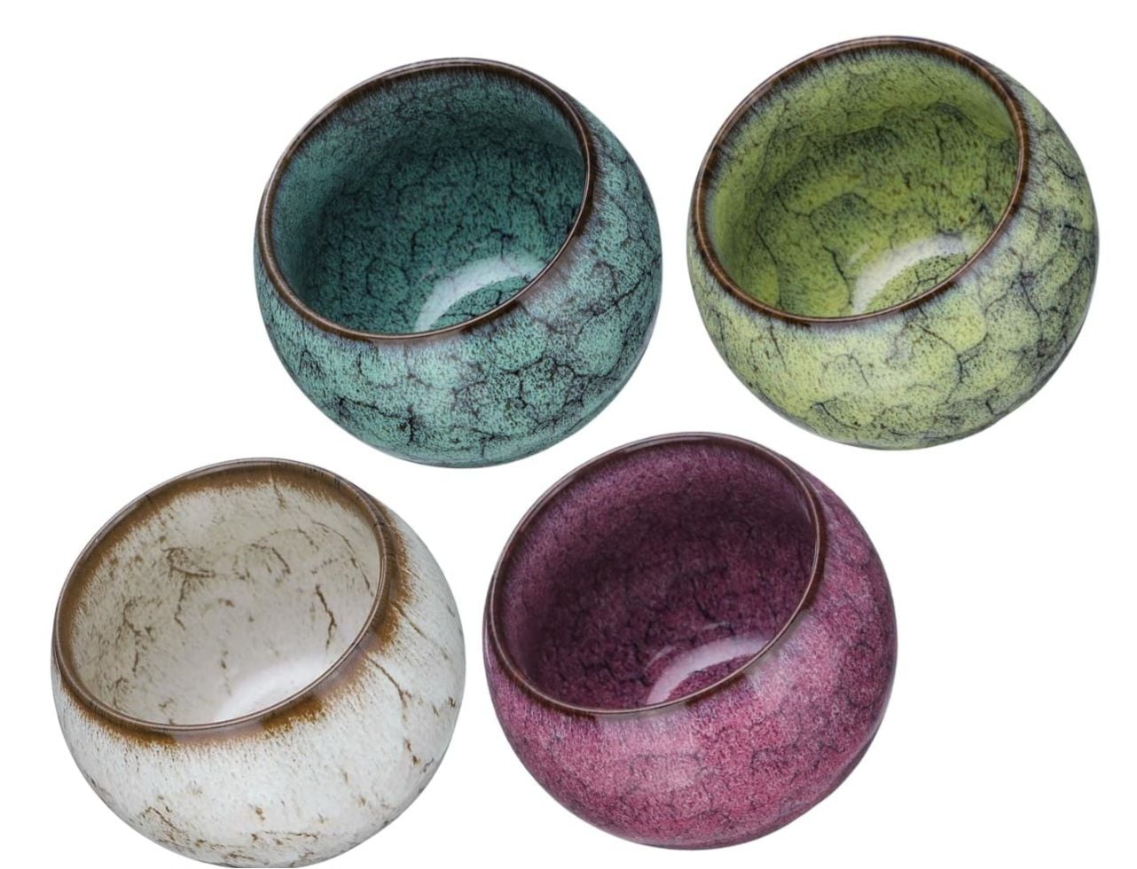 Set of 4 Handmade Exquisite Ceramic Tea Bowls 150ml / 5oz 4