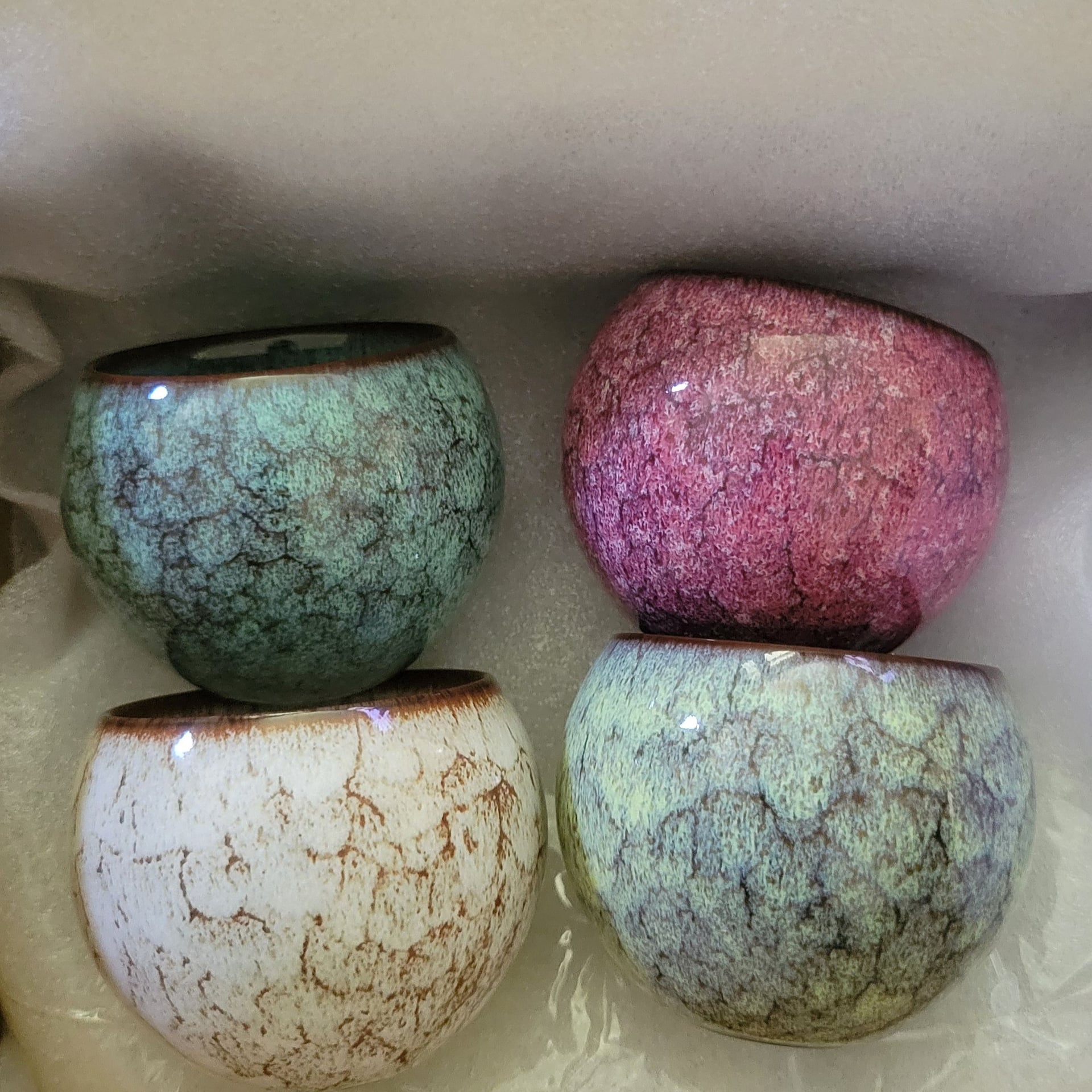 Set of 4 Handmade Exquisite Ceramic Tea Bowls 150ml / 5oz 5