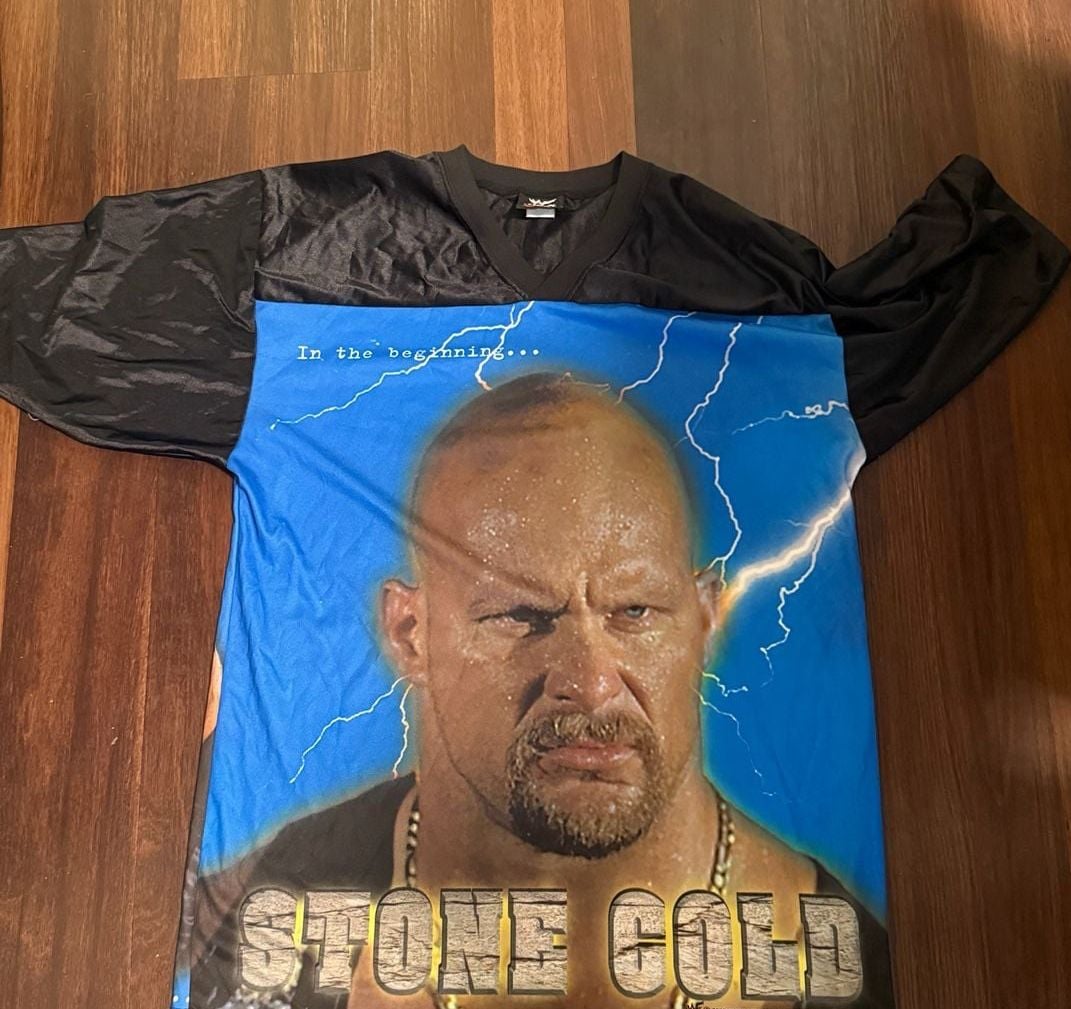 Vintage 2000 WWF Stone Cold Steve Austin All Over Print Jersey 2