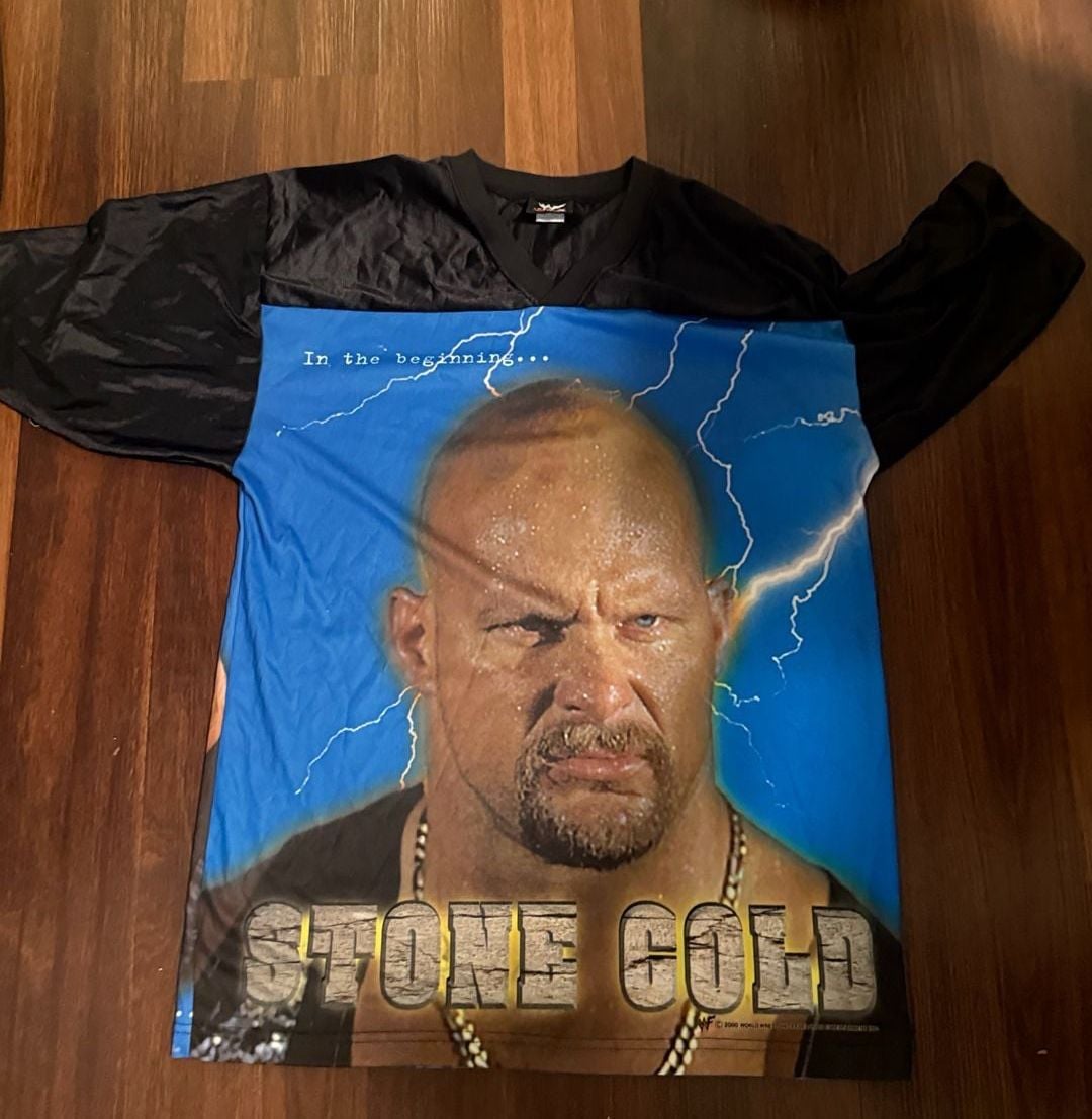 Vintage 2000 WWF Stone Cold Steve Austin All Over Print Jersey 3