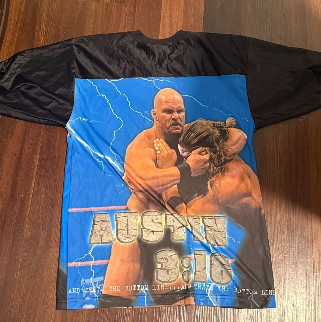 Vintage 2000 WWF Stone Cold Steve Austin All Over Print Jersey 4