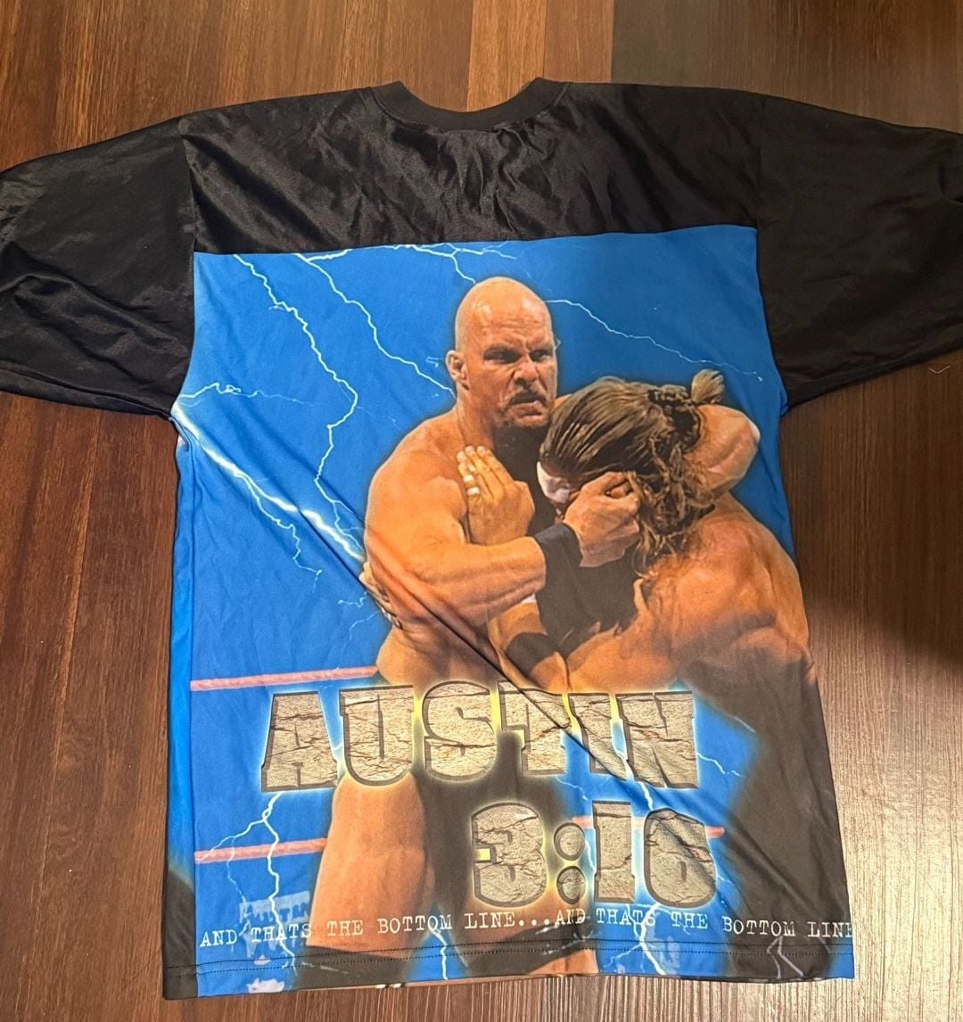 Vintage 2000 WWF Stone Cold Steve Austin All Over Print Jersey 5