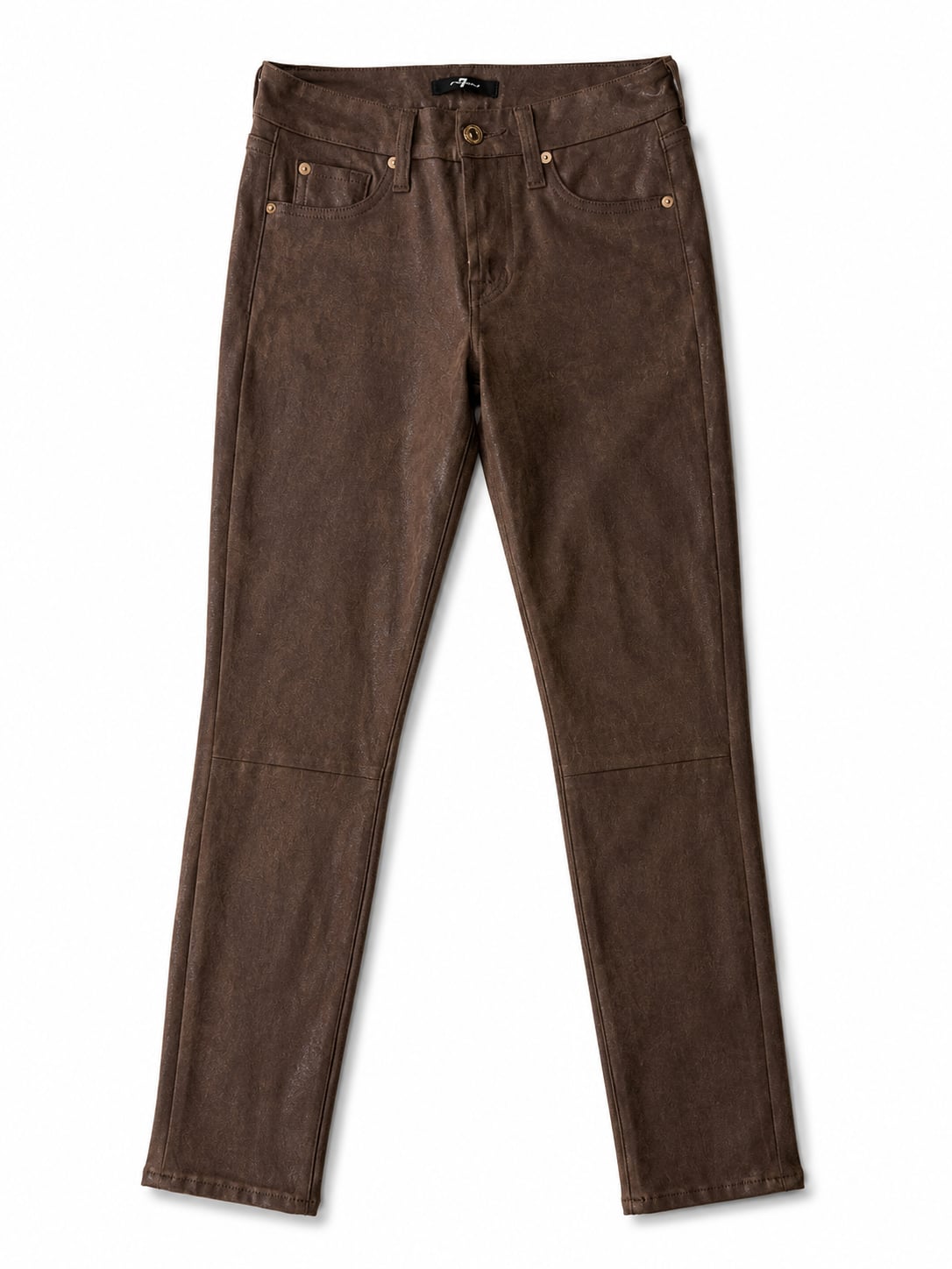 7 For All Mankind Brown Coated Skinny Jeans Size 25 3