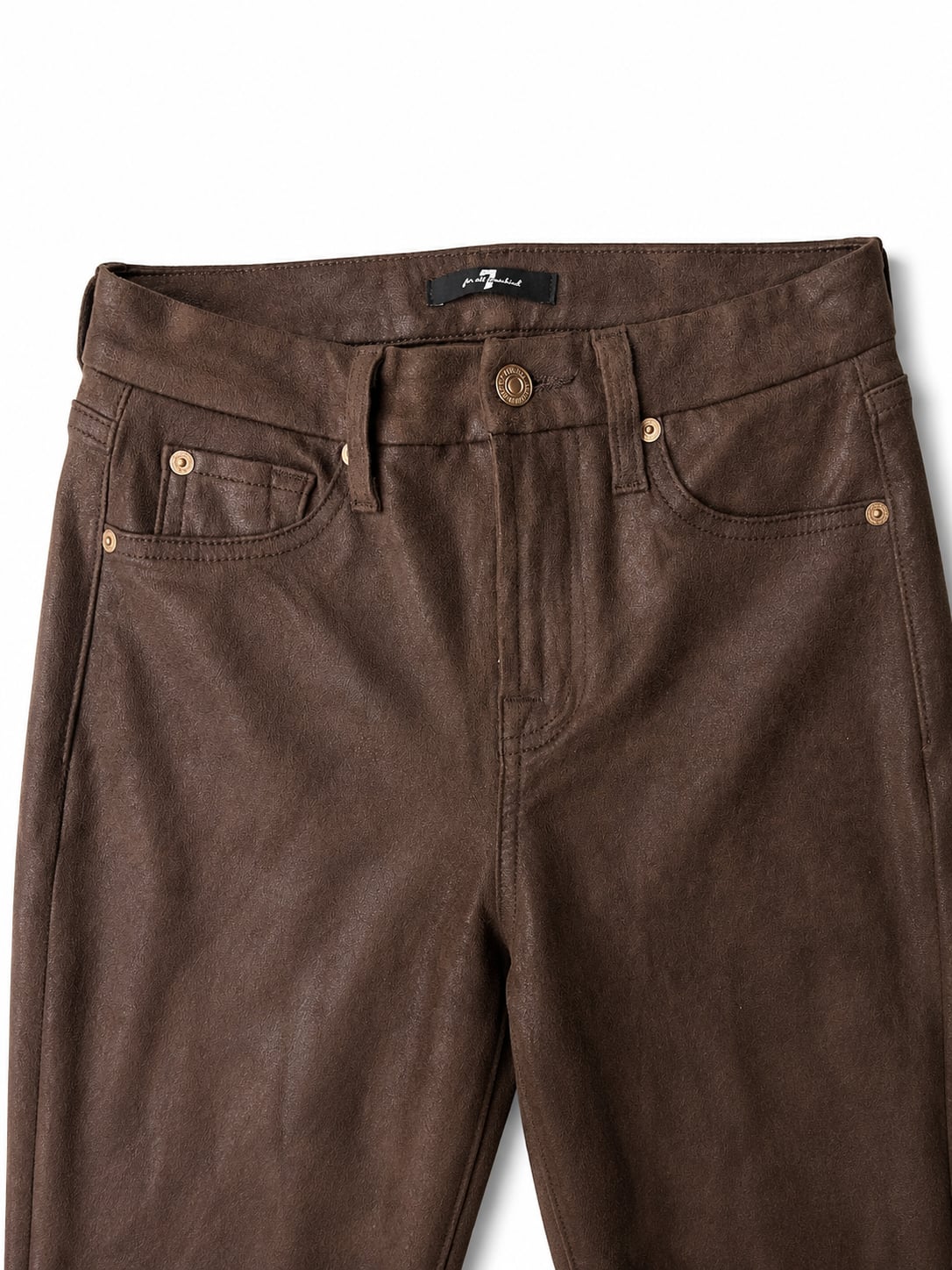 7 For All Mankind Brown Coated Skinny Jeans Size 25 4