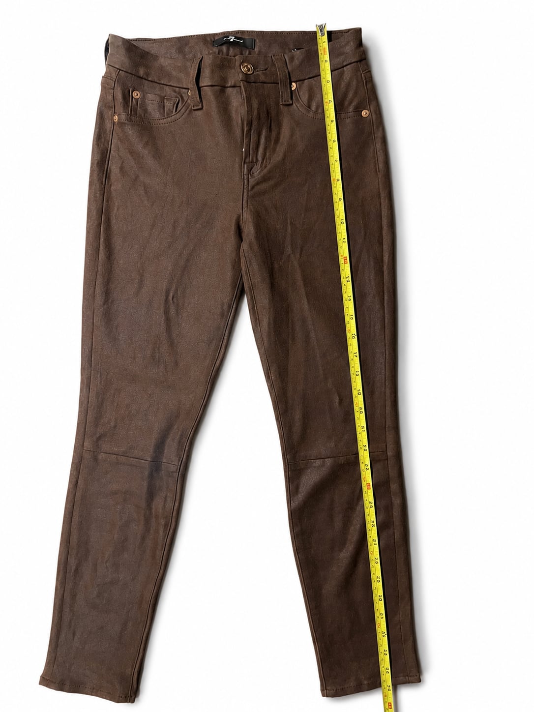 7 For All Mankind Brown Coated Skinny Jeans Size 25 7