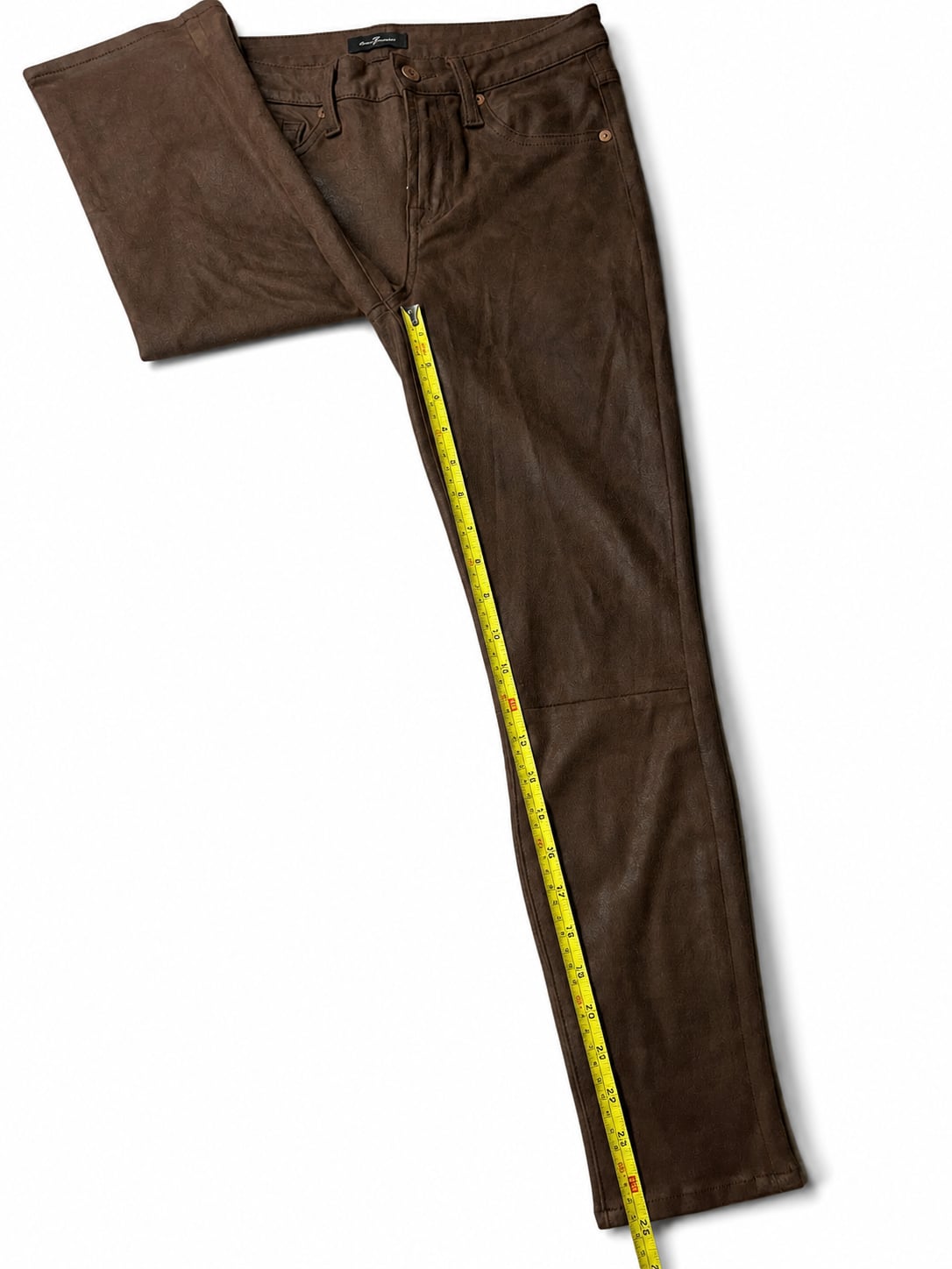 7 For All Mankind Brown Coated Skinny Jeans Size 25 8