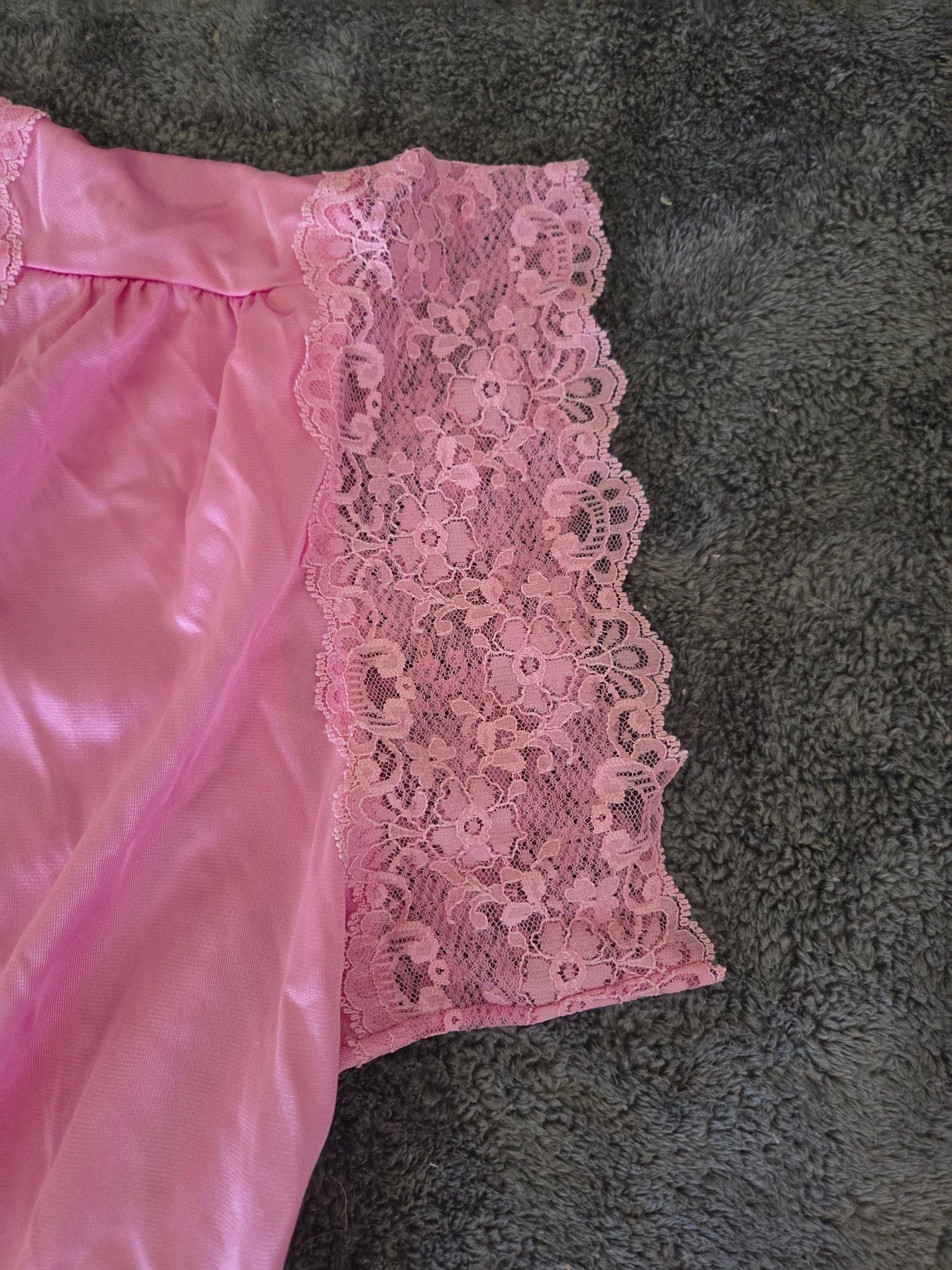 Vintage coquette Kayser Pink Lace Trim Robe Size Medium 4