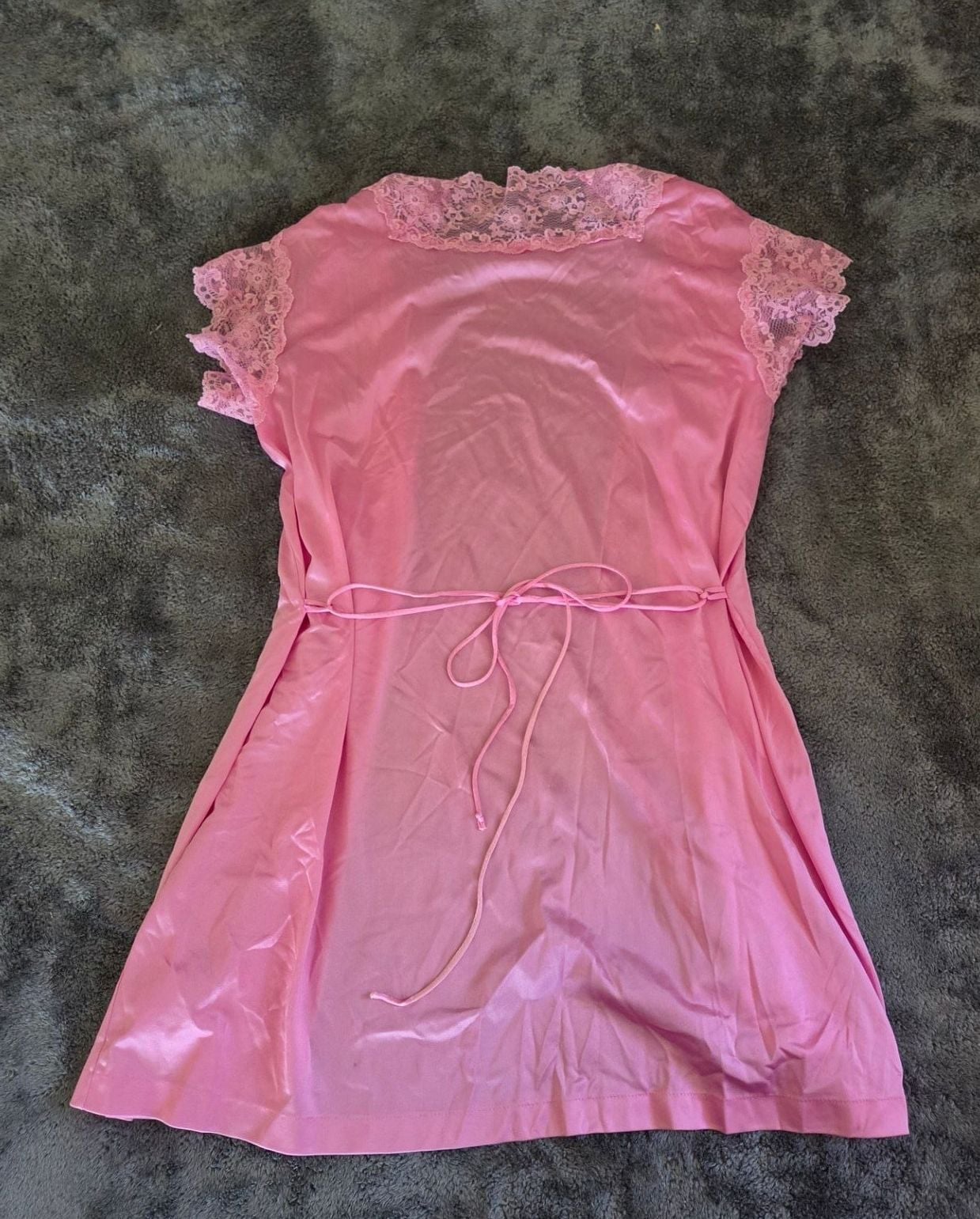 Vintage coquette Kayser Pink Lace Trim Robe Size Medium 3
