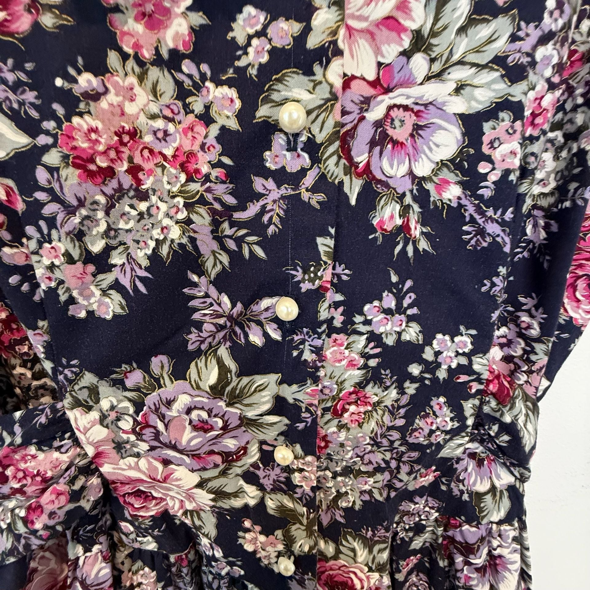 Vtg 80s Especially Yours Floral Midi Dress Lace Collar Cottagecore Prairie 15/16 5