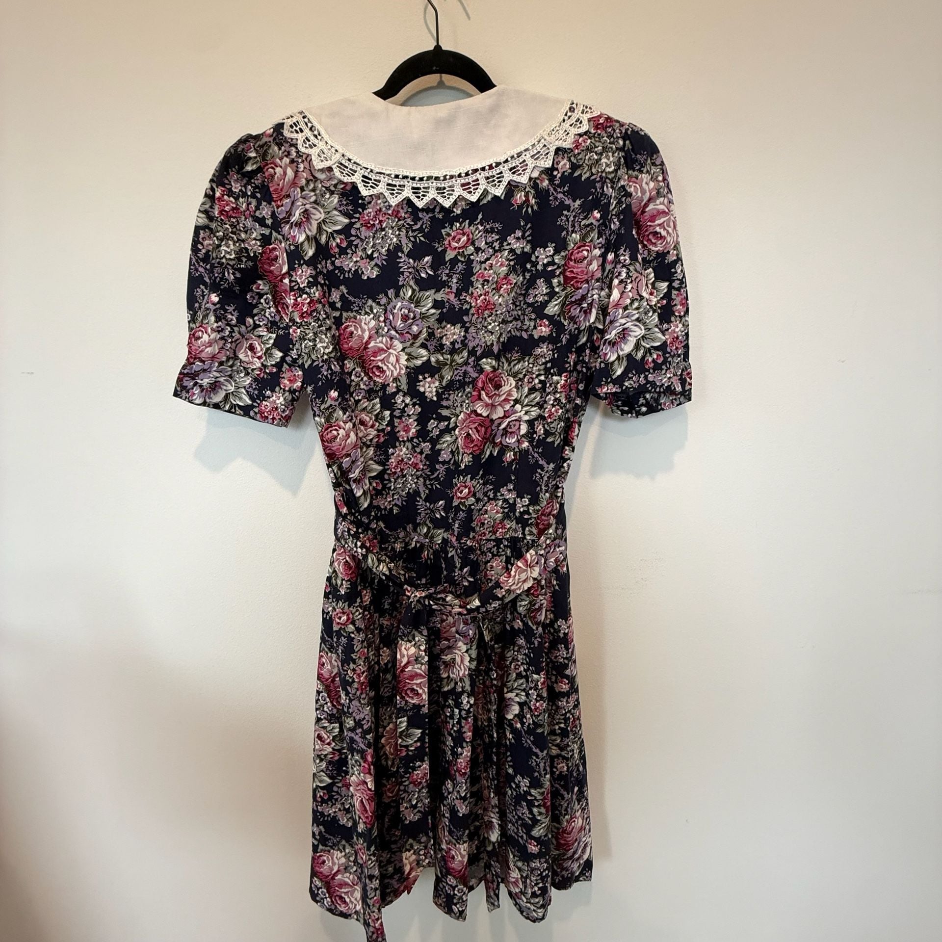 Vtg 80s Especially Yours Floral Midi Dress Lace Collar Cottagecore Prairie 15/16 8