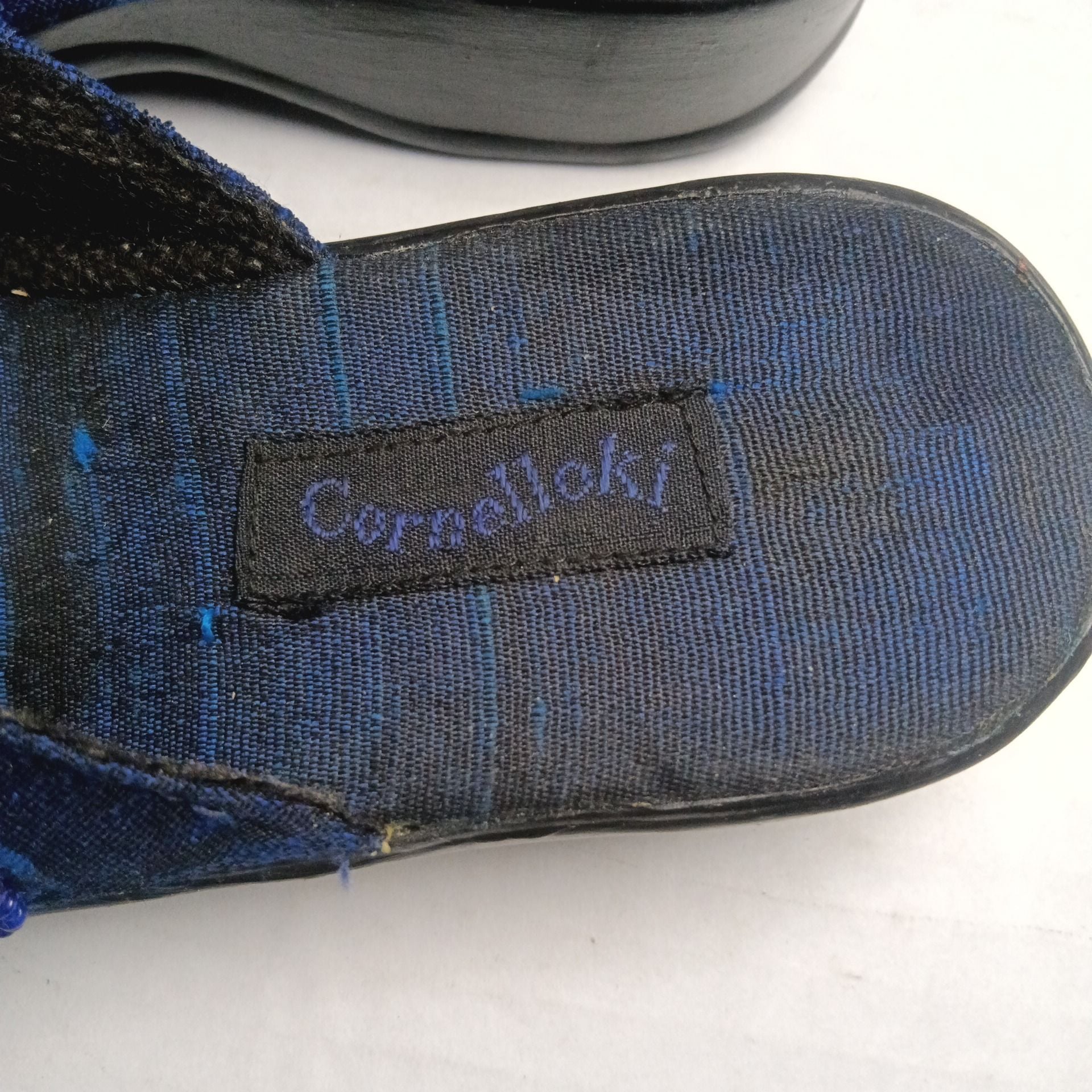 April Cornell Beaded Sequin Blue Mule Slides Size 11 Kids 6