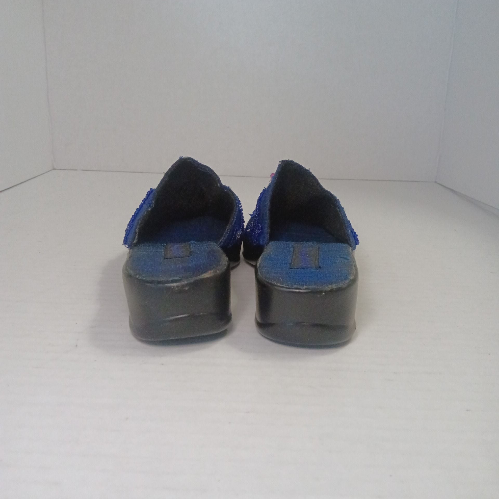 April Cornell Beaded Sequin Blue Mule Slides Size 11 Kids 7