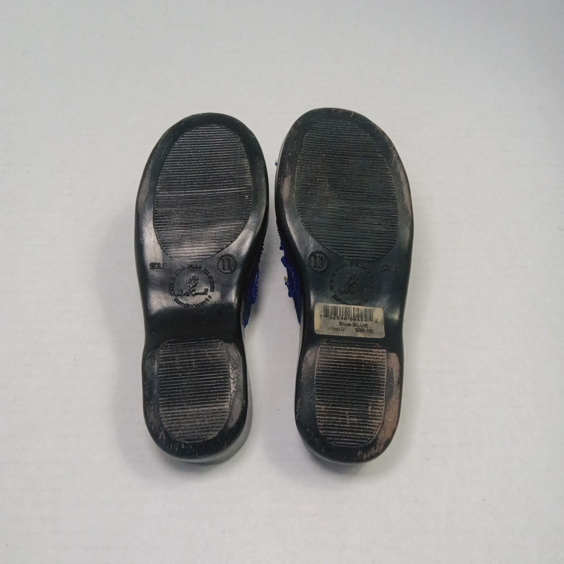 April Cornell Beaded Sequin Blue Mule Slides Size 11 Kids 8