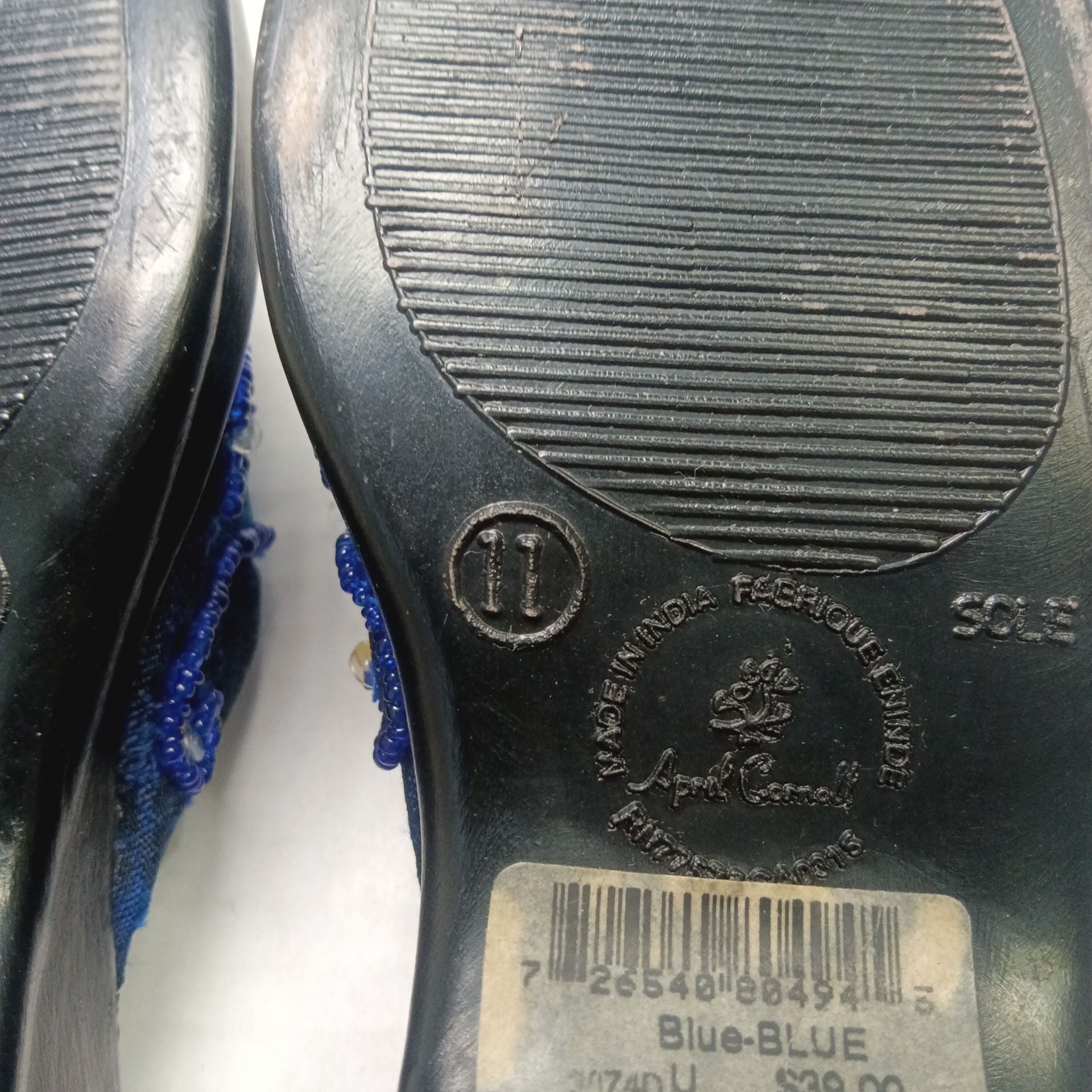 April Cornell Beaded Sequin Blue Mule Slides Size 11 Kids 10