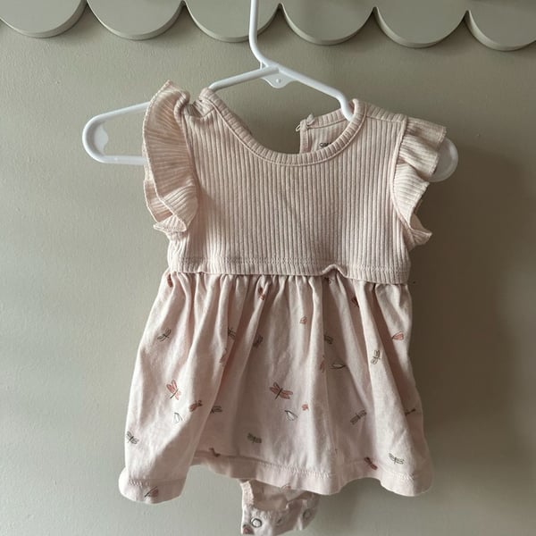 Carter's Baby Girl Dragonfly Print Ribbed Bodysuit Dress 3M