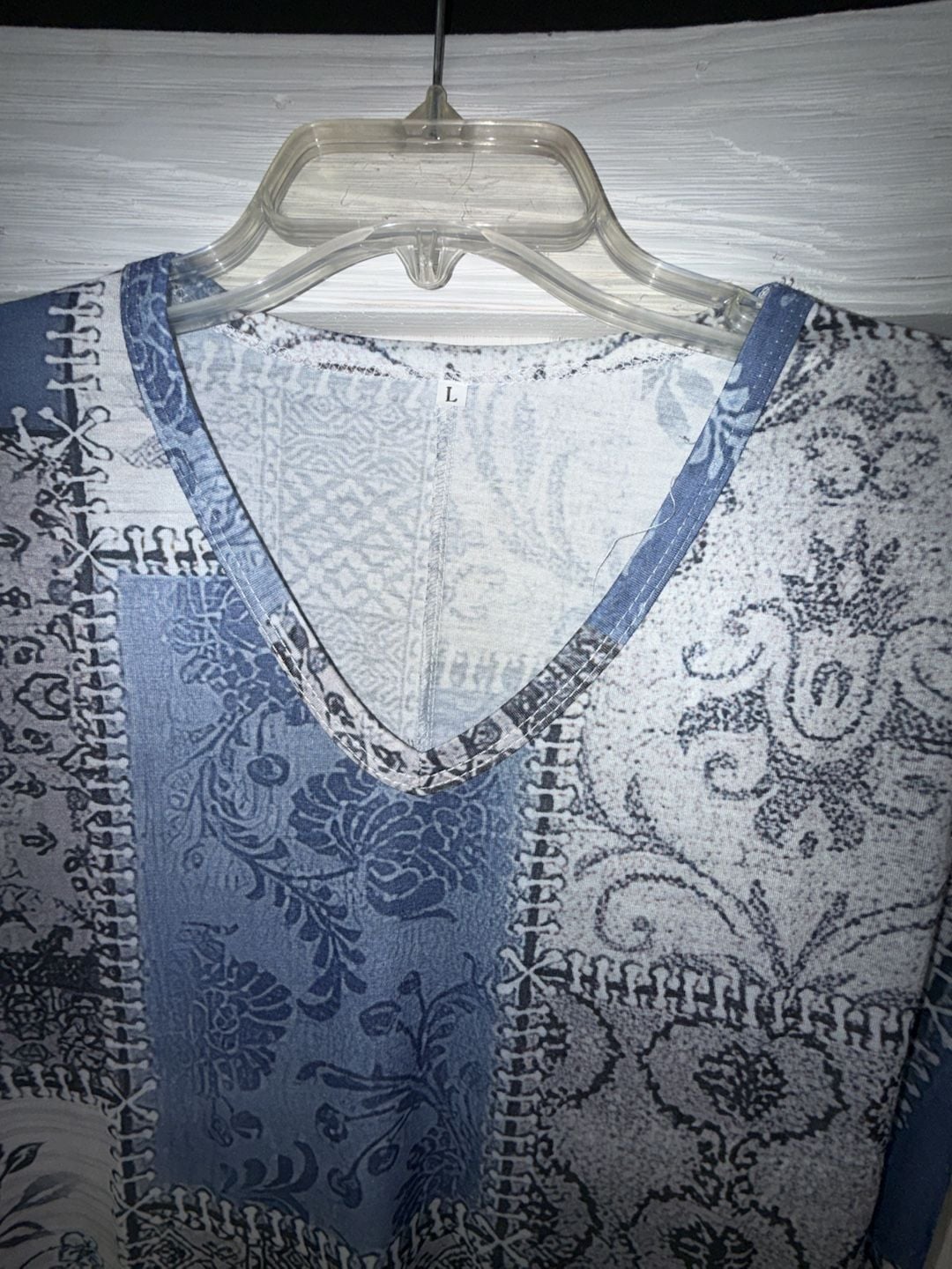 Unbranded Patchwork Print V-Neck T-Shirt Dress Size L 3