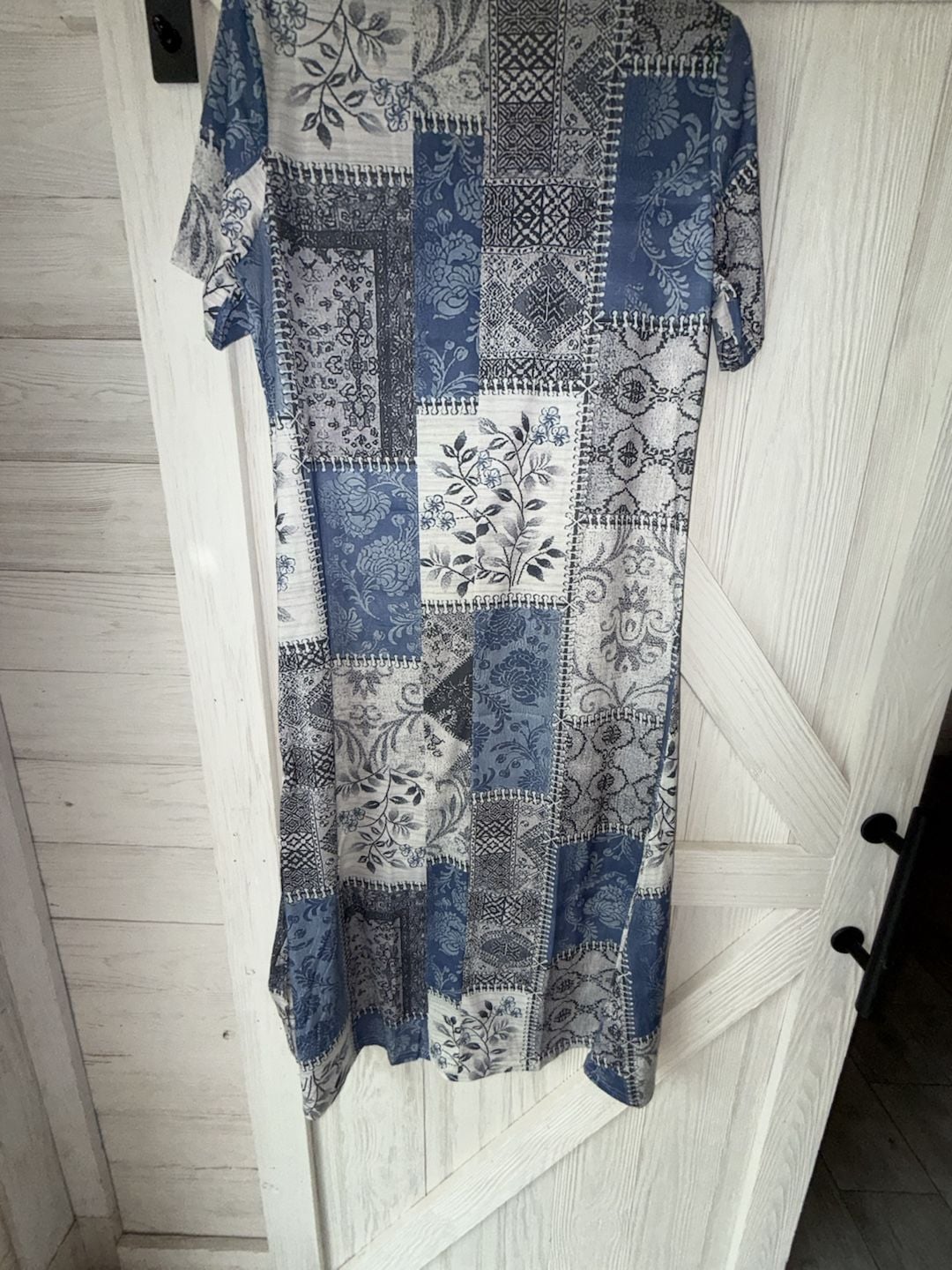 Unbranded Patchwork Print V-Neck T-Shirt Dress Size L 4