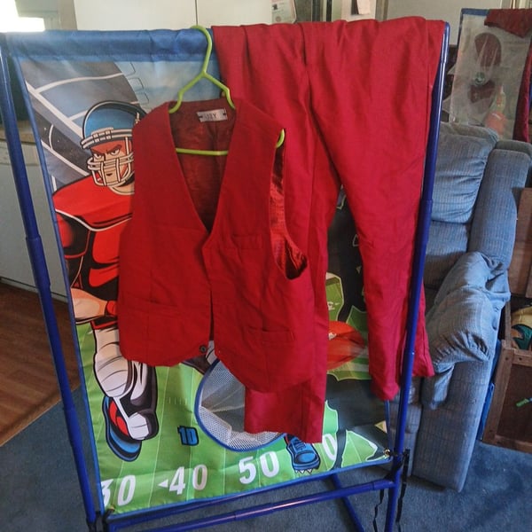 Boys Red Vest and Dress Pants Set Size 12Y