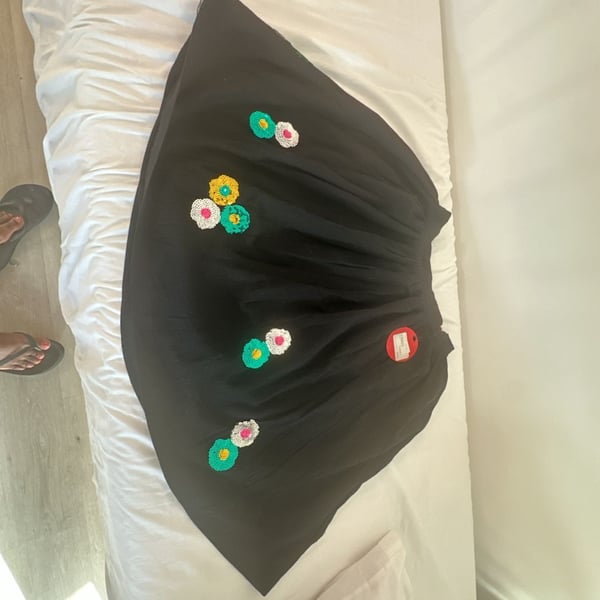 Black Sequin Floral Embellished Skirt