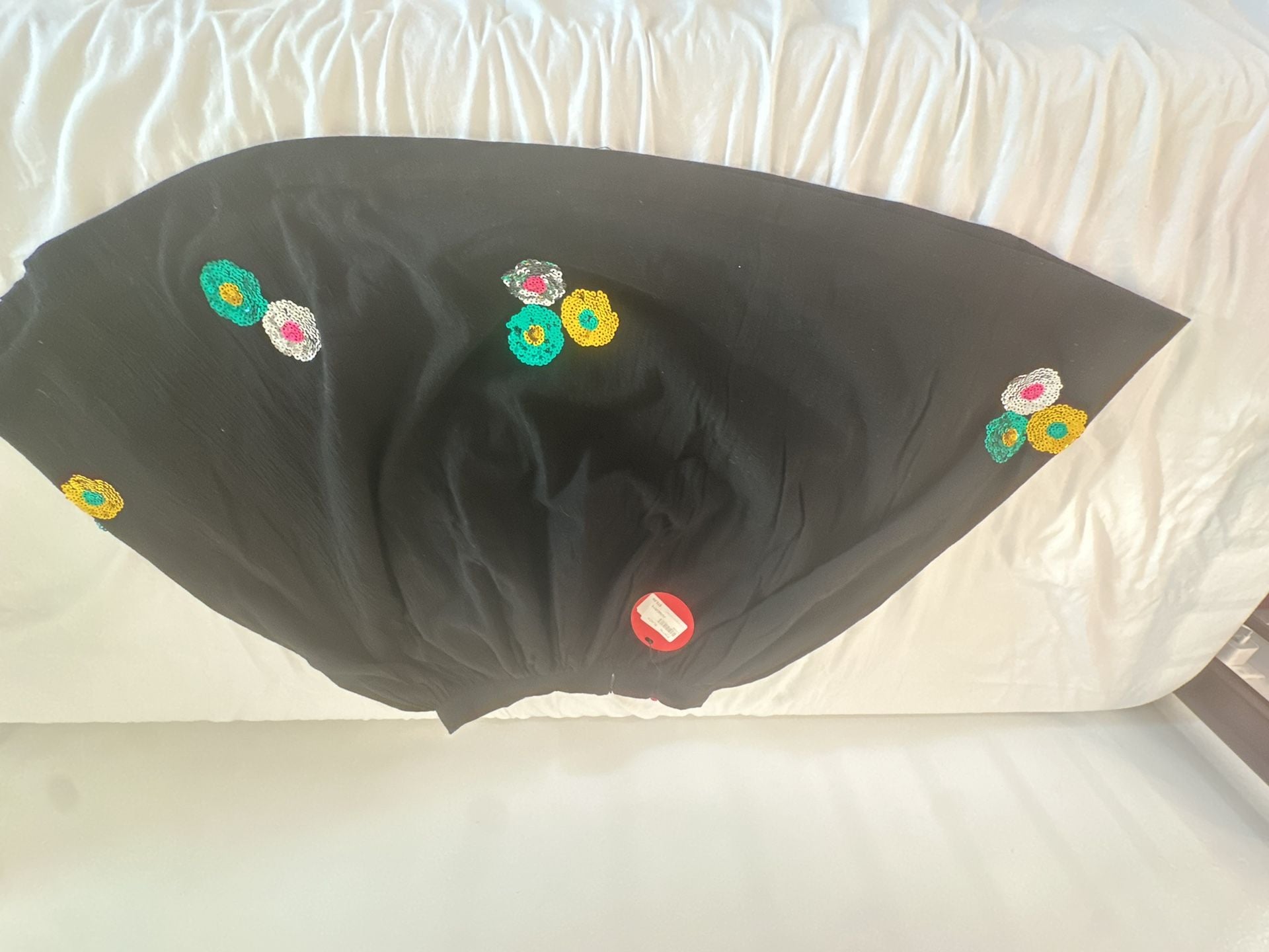 Black Sequin Floral Embellished Skirt 7