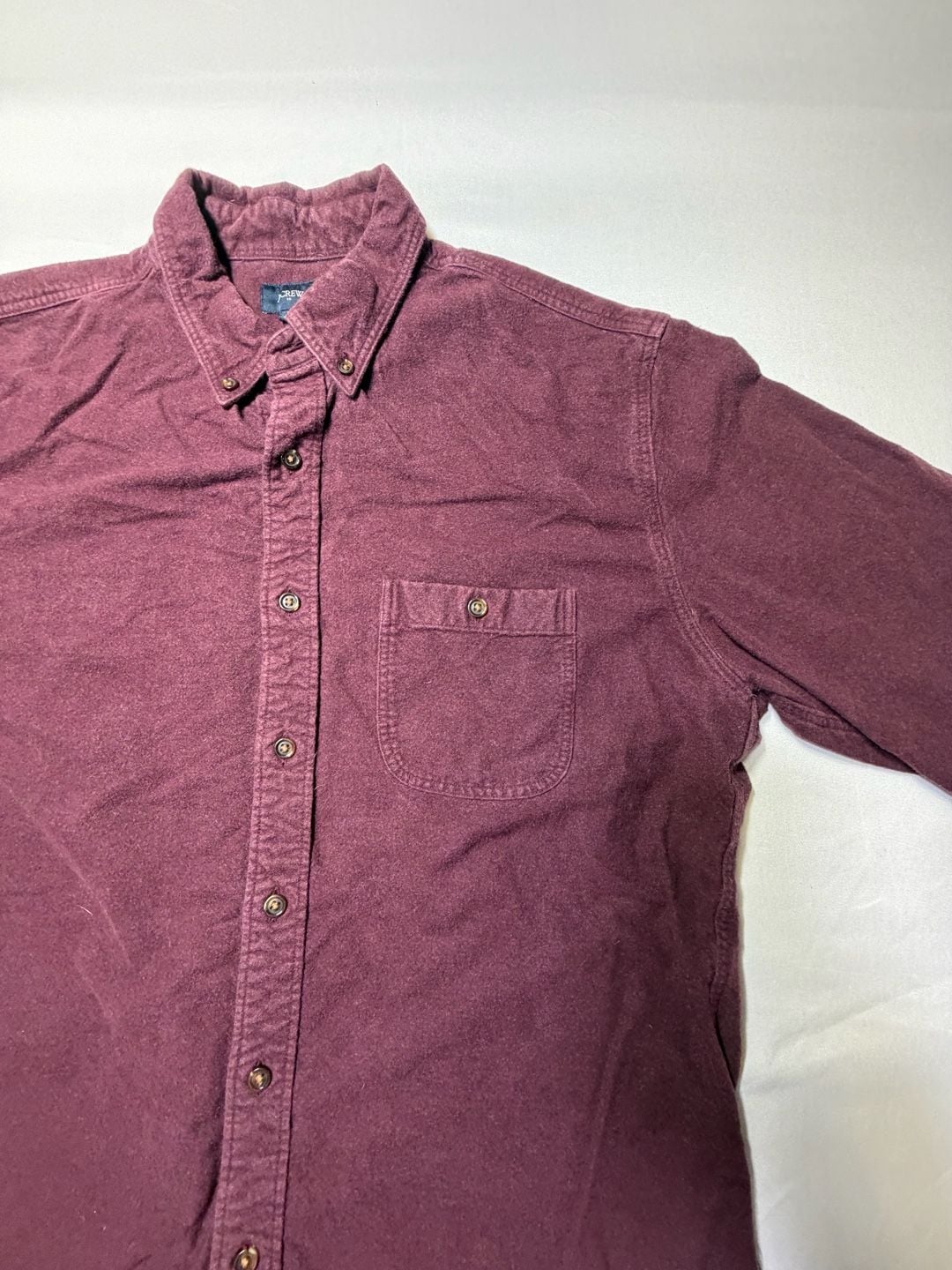 J Crew Shirt Mens Large Red Flannel Button Down Chamois Leather Elbow Patch 6