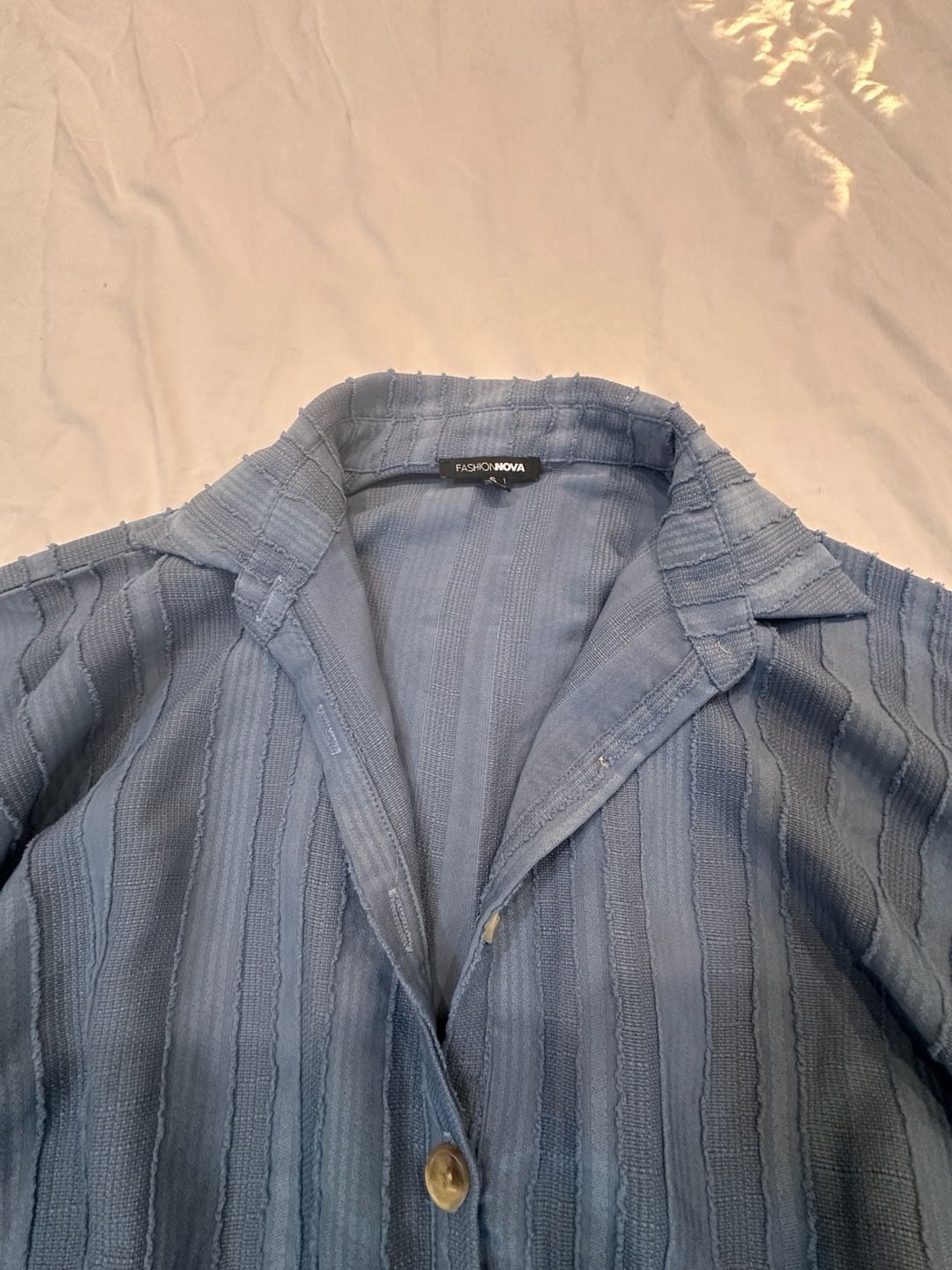Fashion Nova Blue Striped Long Sleeve Romper Size S 6