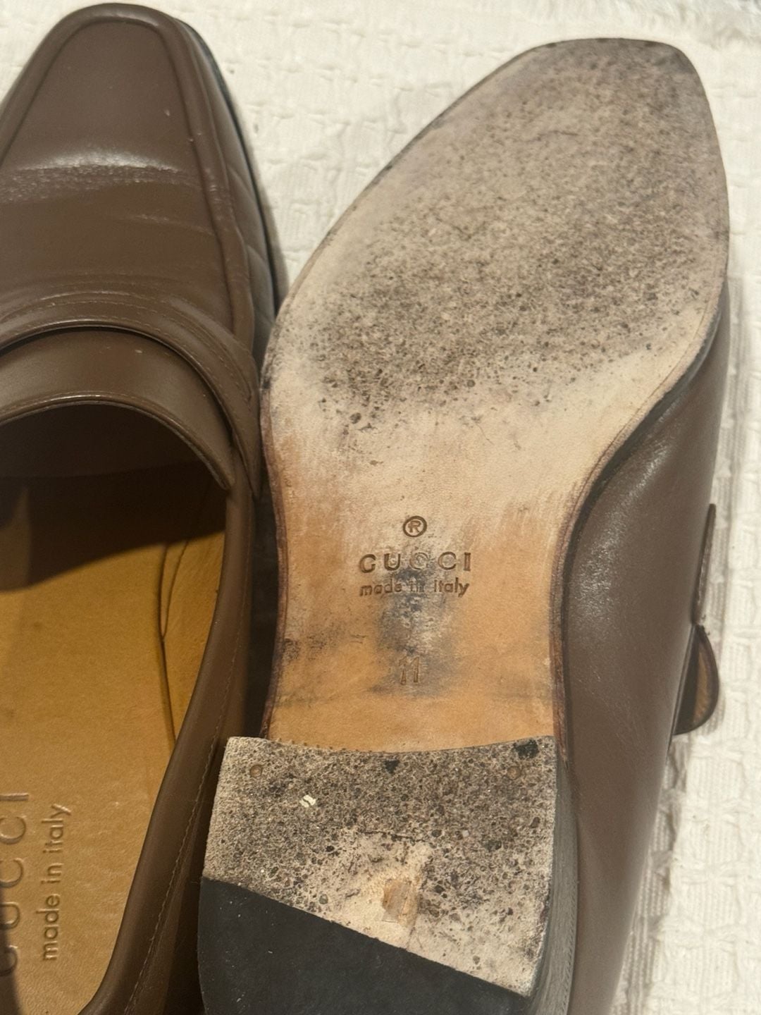 Gucci Brown Leather Horsebit Loafers Size 11 9