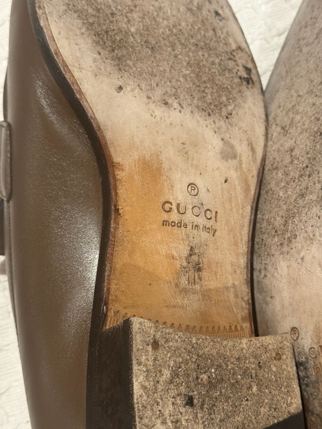 Gucci Brown Leather Horsebit Loafers Size 11 10