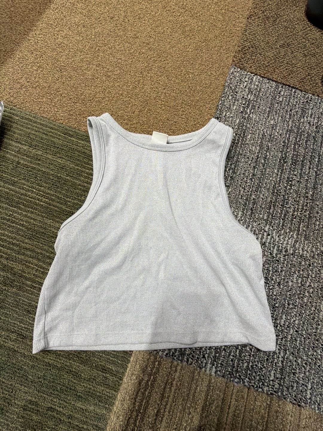 H&M Ribbed Shimmer Crop Tank Top Size L 2
