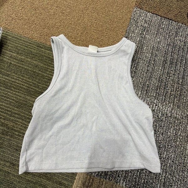 H&M Ribbed Shimmer Crop Tank Top Size L