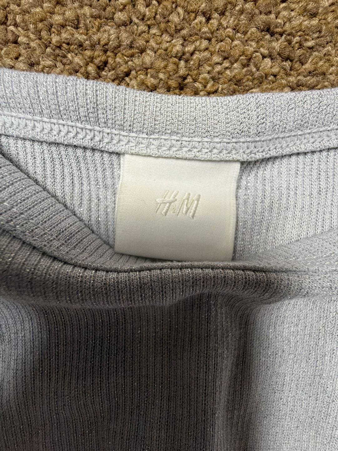 H&M Ribbed Shimmer Crop Tank Top Size L 3