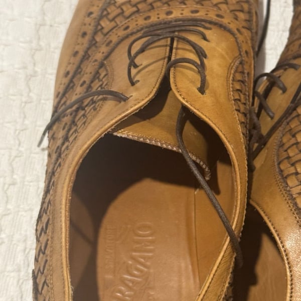 Salvatore Ferragamo Woven Leather Brogue Oxford Shoes Size 11.5 D