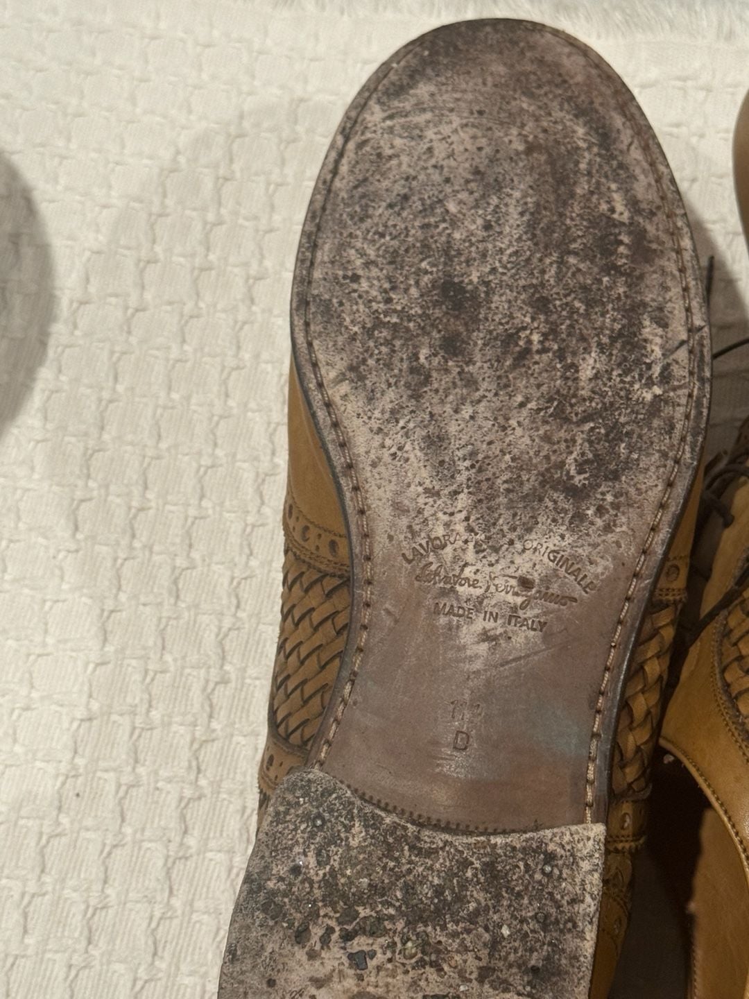Salvatore Ferragamo Woven Leather Brogue Oxford Shoes Size 11.5 D 7