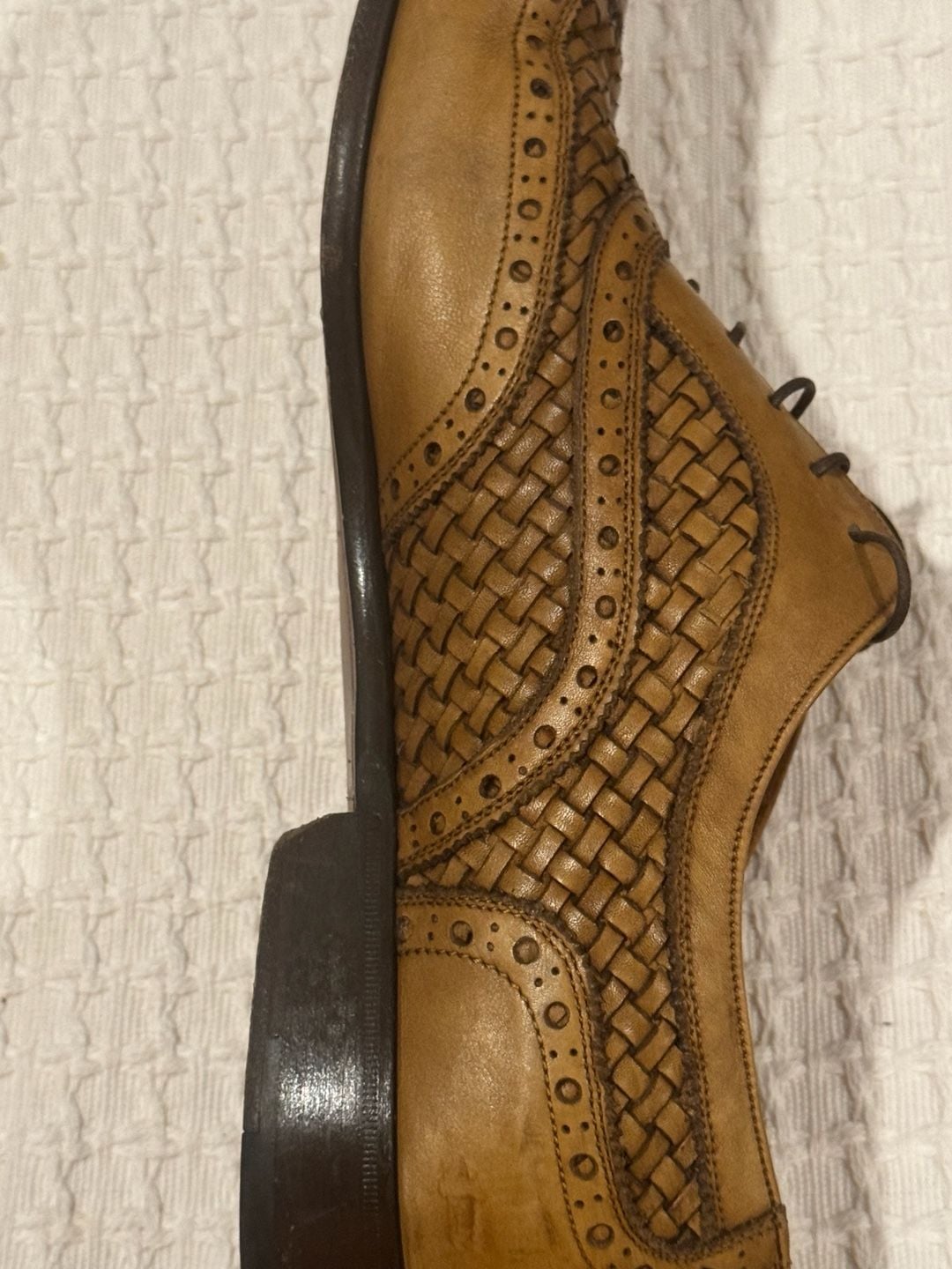 Salvatore Ferragamo Woven Leather Brogue Oxford Shoes Size 11.5 D 9